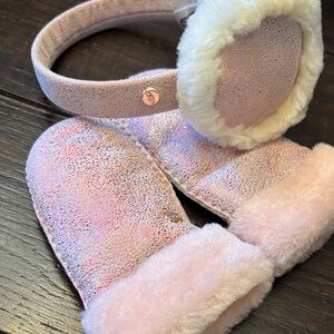 Pink Glitter Kids Earmuffs and Mittens Set